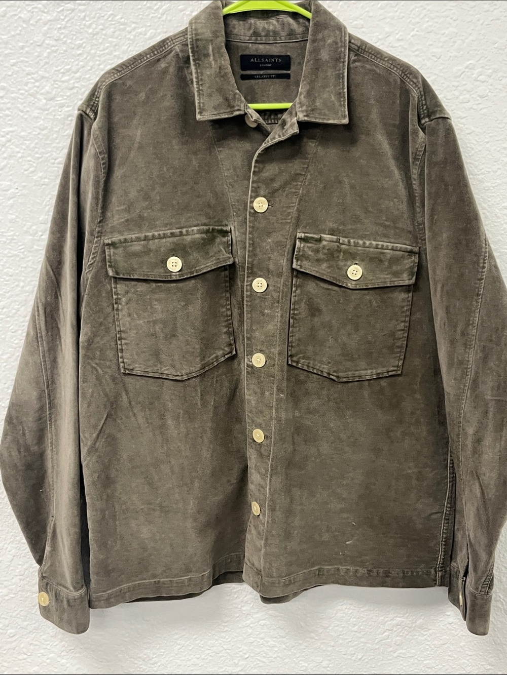 All Saints Olive-Tone Relaxed Fit Shirt Jacket